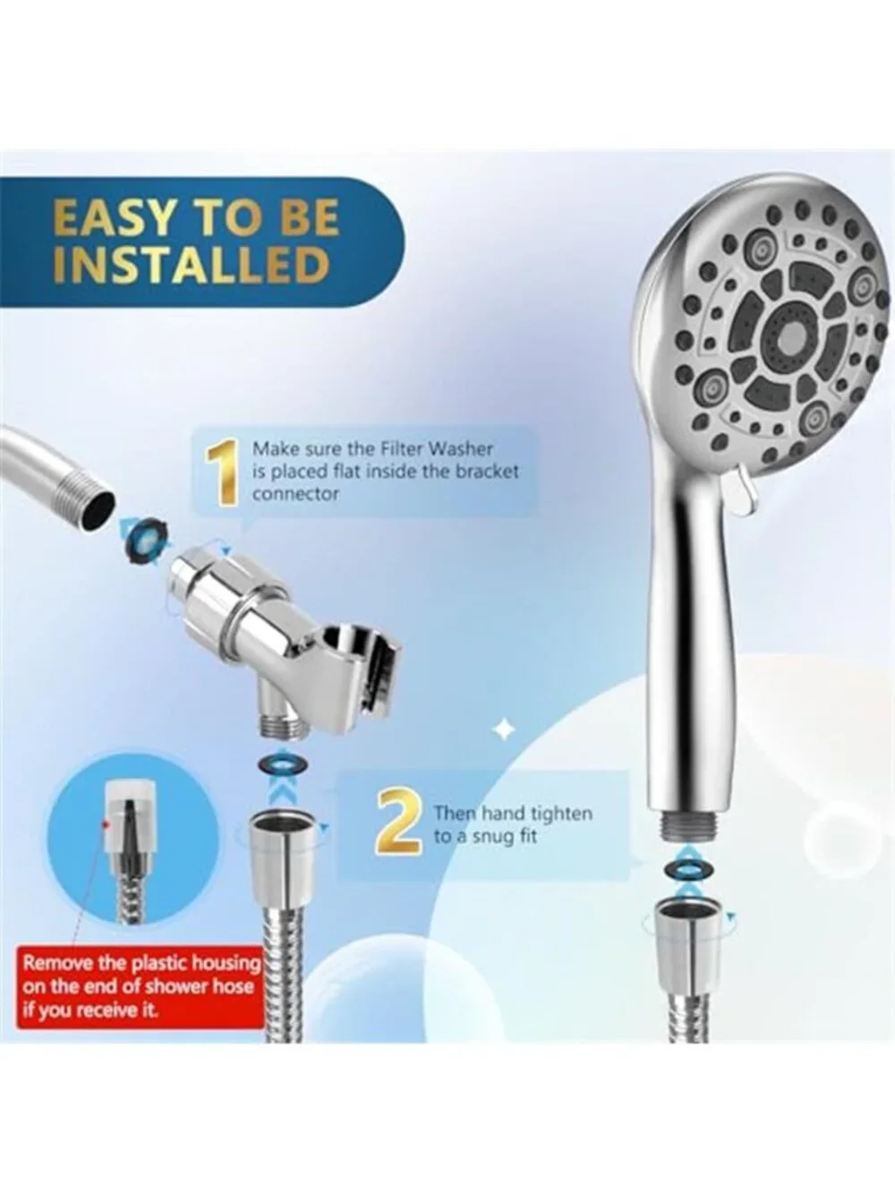 6 Spray Modes High Pressure Handheld Showerhead Set Upgraded 5 Inches